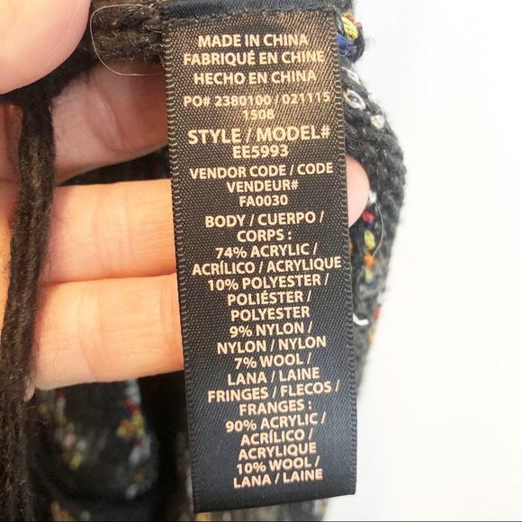 Ella Moss Black Fringe Poncho xs/s - Picture 6 of 6